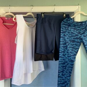 Lot Of XL Exercise Clothes 2 shorts; 1 blue 1 black, 1 Leggings, TankTop & shirt